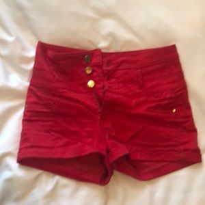 Red high waisted shorts